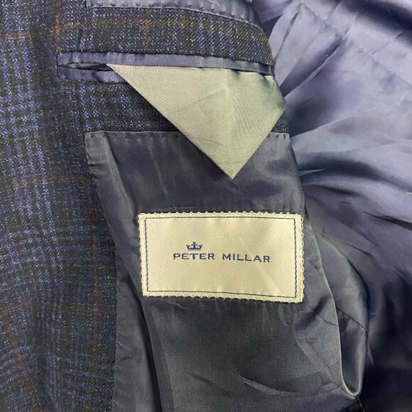 Peter Millar Windowpane Blazer Sport Coat Men's 42R Fit 42S Blue Soft Wool Plaid - Picture 7 of 16